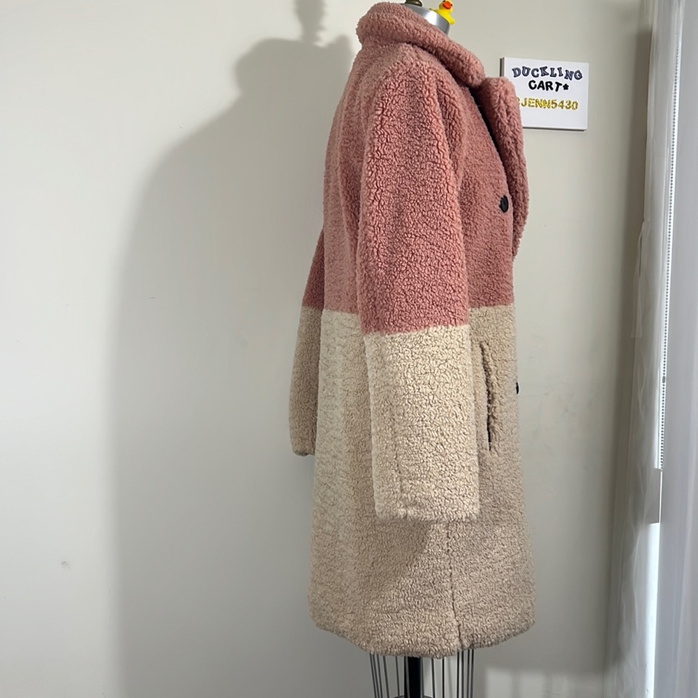 New Bcbgeneration Color Block Teddy Faux Fur Coat - image 7